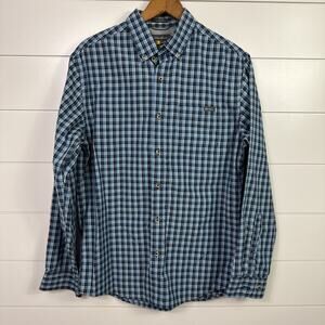 Eddie Bauer Plaid Stretch Classic Fit Button Front Shirt Blue sz S